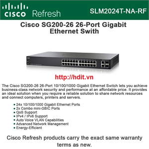 Thiết bị mạng Cisco SLM2024T 24-port 10/100/1000 + 2-Port Gigabit Switch - SLM2024T (SG200-26)