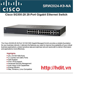 Thiết bị mạng Cisco SRW2024-K9 24-Port 10/100/1000 Gigabit Switch SRW2024-K9 (SG300-28)