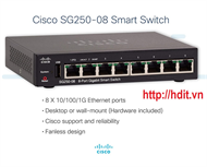Thiết bị chuyển mạch Cisco 8-ports Gigabit Smart Switch - SG250-08 