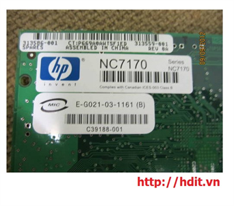 HDIT HP - NC7170 DUAL PORT PCI-X 1000T GIGABIT SERVER ADAPTER- P/N: 313586-001 / 313559-001