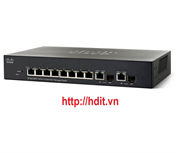 Thiết bị chuyển mạch Cisco 8-port PoE+ (support 60W PoE Port) 10/100Mbps with 62W power budget + 2-port Combo Mini-GBIT Managed Switch - SF352-08P-K9 